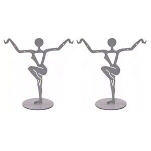 Silver Metal Lady Dancer Earring Display Stands - set of 2 - 3 3/8"W x 3 3/4"H
